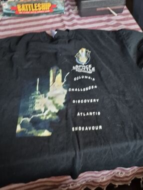Gildan Black Space Shuttle Graphic Tee with Multicolor Launch Artwork